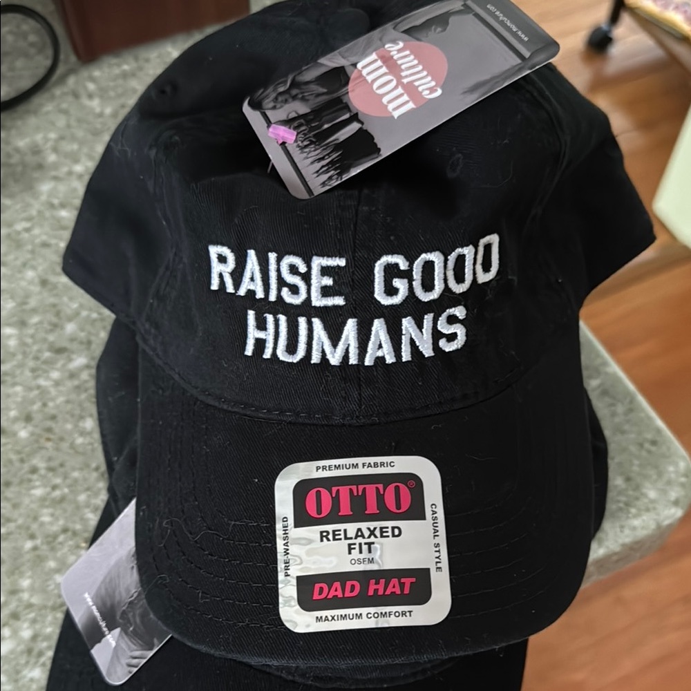 NWT Black Baseball Hat with White Embroidery